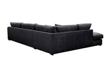 Rossita Lyx 4-seters Venstrevendt L-formet Extra Dyp Sjeselongsofa i Chenille - Trenza 01, Svart Chenille - Møbler - Sofaer - Sofa med sjeselong