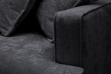 Rossita Lyx 4-seters Venstrevendt L-formet Extra Dyp Sjeselongsofa i Chenille - Trenza 01, Svart Chenille - Møbler - Sofaer - Sofa med sjeselong