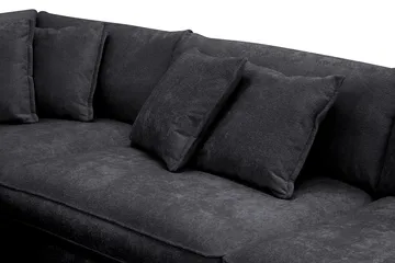 Rossita Lyx 4-seters Venstrevendt L-formet Extra Dyp Sjeselongsofa i Chenille - Trenza 01, Svart Chenille - Møbler - Sofaer - Sofa med sjeselong