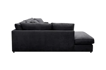 Rossita Lyx 4-seters Venstrevendt L-formet Extra Dyp Sjeselongsofa i Chenille - Trenza 01, Svart Chenille - Møbler - Sofaer - Sofa med sjeselong