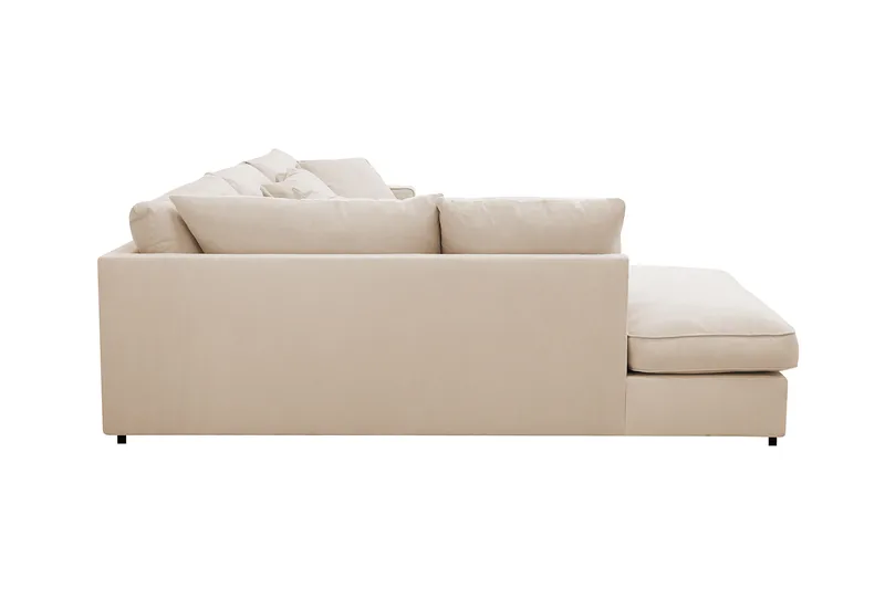 Rossita Lyx 4-seters Venstrevendt L-formet Extra Dyp Sjeselongsofa i Manchester - Beige Kordfløyel - Møbler - Sofaer - Sofa med sjeselong