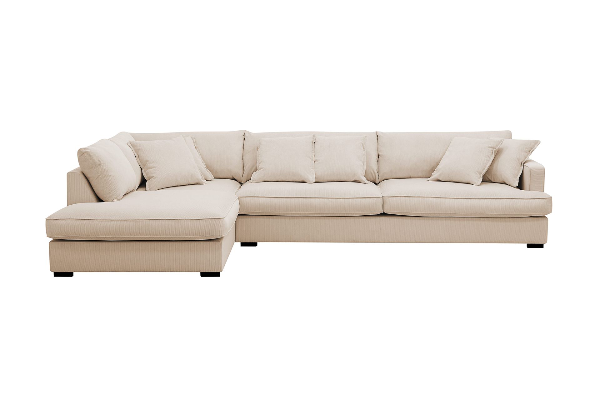 Rossita Lyx 4-seters Venstrevendt L-formet Extra Dyp Sjeselongsofa i Manchester - Beige Kordfløyel