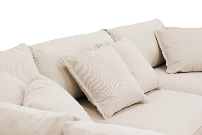 Rossita Lyx 4-seters Venstrevendt L-formet Extra Dyp Sjeselongsofa i Manchester - Beige Kordfløyel - Møbler - Sofaer - Sofa med sjeselong
