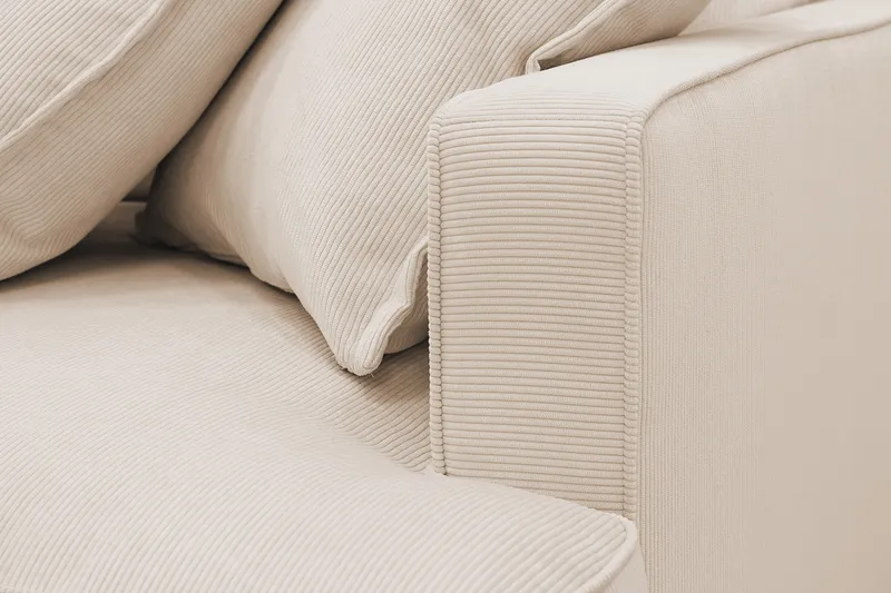 Rossita Lyx 4-seters Venstrevendt L-formet Extra Dyp Sjeselongsofa i Manchester - Beige Kordfløyel - Møbler - Sofaer - Sofa med sjeselong