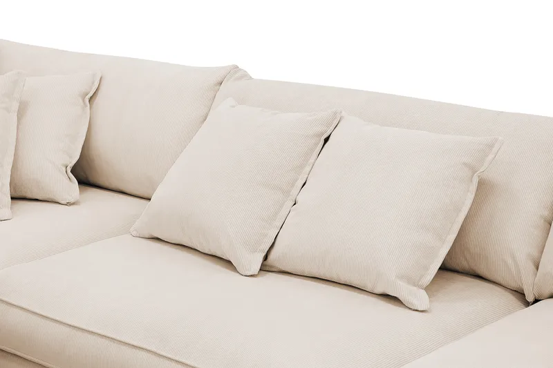 Rossita Lyx 4-seters Venstrevendt L-formet Extra Dyp Sjeselongsofa i Manchester - Beige Kordfløyel - Møbler - Sofaer - Sofa med sjeselong