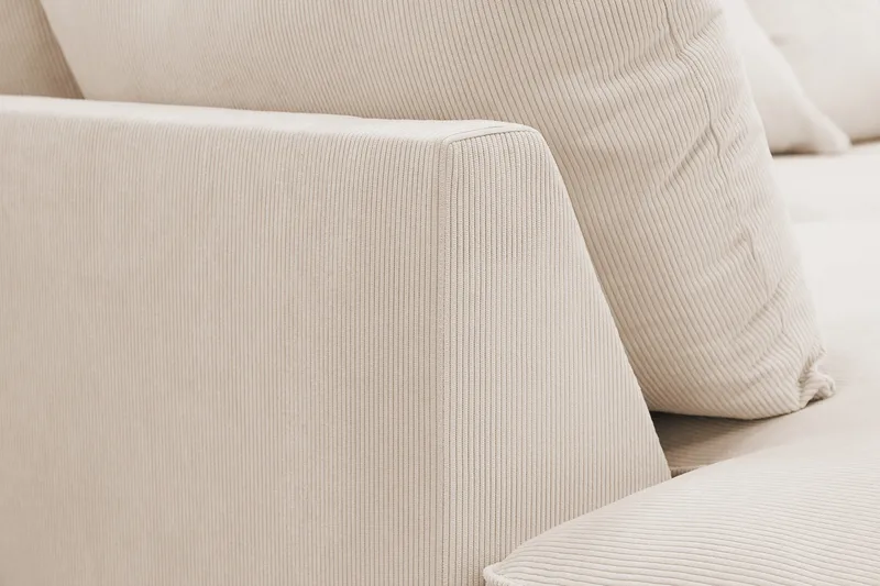 Rossita Lyx 4-seters Venstrevendt L-formet Extra Dyp Sjeselongsofa i Manchester - Beige Kordfløyel - Møbler - Sofaer - Sofa med sjeselong