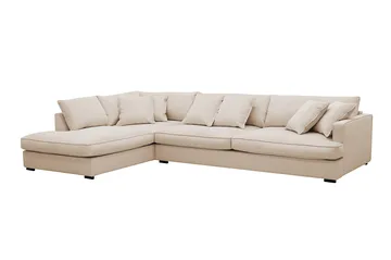 Rossita Lyx 4-seters Venstrevendt L-formet Extra Dyp Sjeselongsofa i Manchester - Beige Kordfløyel - Møbler - Sofaer - Sofa med sjeselong