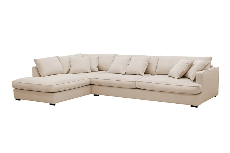 Rossita Lyx 4-seters Venstrevendt L-formet Extra Dyp Sjeselongsofa i Manchester - Beige Kordfløyel - Møbler - Sofaer - Sofa med sjeselong