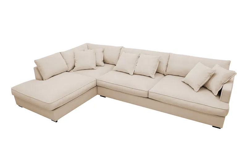 Rossita Lyx 4-seters Venstrevendt L-formet Extra Dyp Sjeselongsofa i Manchester - Beige Kordfløyel - Møbler - Sofaer - Sofa med sjeselong