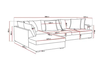 Rossita Lyx 4-seters Venstrevendt L-formet Extra Dyp Sjeselongsofa i Manchester - Mørk grønn Kordfløyel - Møbler - Sofaer - Sofa med sjeselong