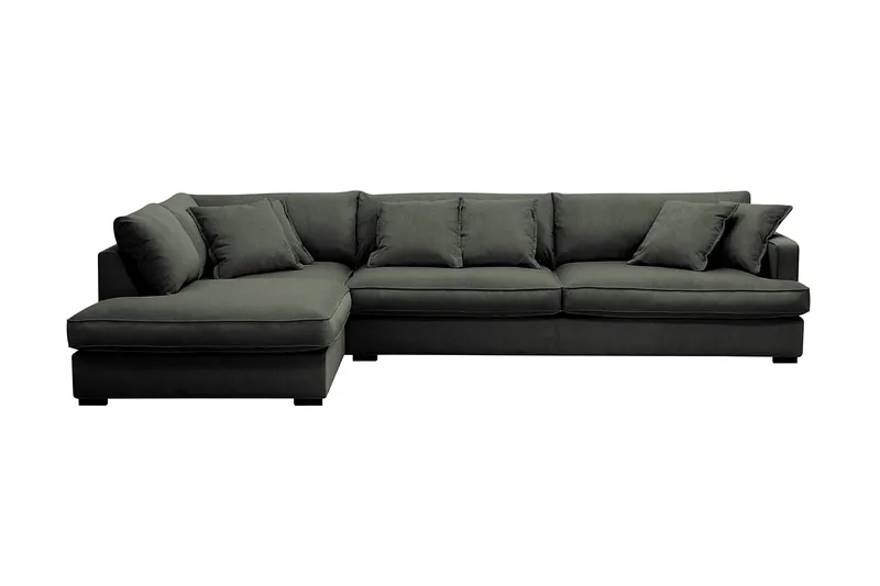Rossita Lyx 4-seters Venstrevendt L-formet Extra Dyp Sjeselongsofa i Manchester, Mørk grønn Kordfløyel