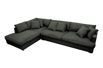 Rossita Lyx 4-seters Venstrevendt L-formet Extra Dyp Sjeselongsofa i Manchester - Mørk grønn Kordfløyel - Møbler - Sofaer - Sofa med sjeselong