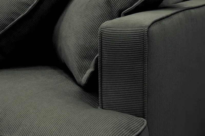 Rossita Lyx 4-seters Venstrevendt L-formet Extra Dyp Sjeselongsofa i Manchester - Mørk grønn Kordfløyel - Møbler - Sofaer - Sofa med sjeselong