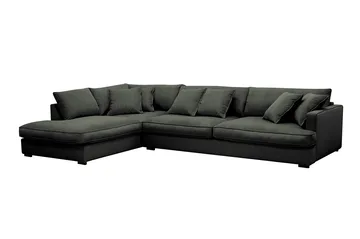 Rossita Lyx 4-seters Venstrevendt L-formet Extra Dyp Sjeselongsofa i Manchester - Mørk grønn Kordfløyel - Møbler - Sofaer - Sofa med sjeselong