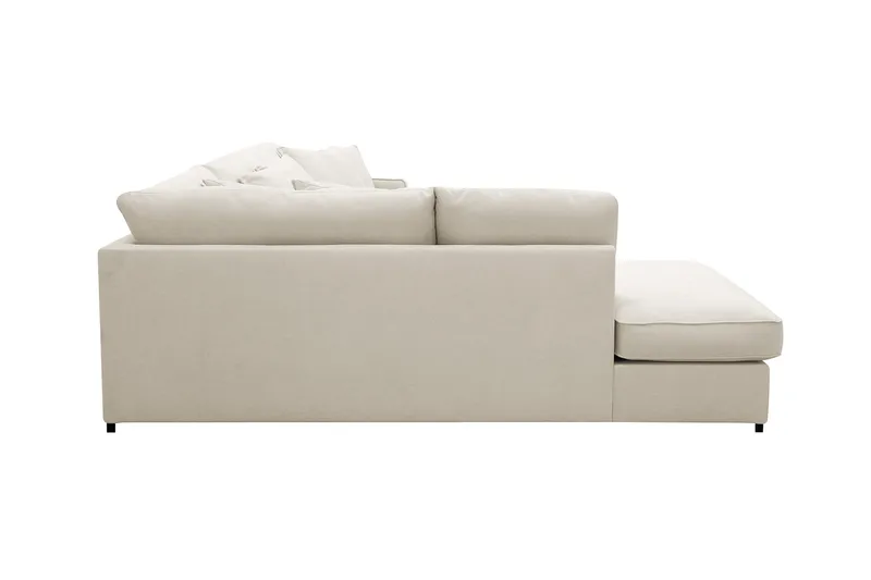 Rossita Lyx 4-seters Venstrevendt L-formet Extra Dyp Sjeselongsofa i Stoff - Beige Stoff - Møbler - Sofaer - Sofa med sjeselong