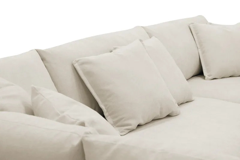 Rossita Lyx 4-seters Venstrevendt L-formet Extra Dyp Sjeselongsofa i Stoff - Beige Stoff - Møbler - Sofaer - Sofa med sjeselong