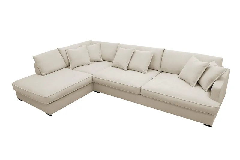 Rossita Lyx 4-seters Venstrevendt L-formet Extra Dyp Sjeselongsofa i Stoff - Beige Stoff - Møbler - Sofaer - Sofa med sjeselong