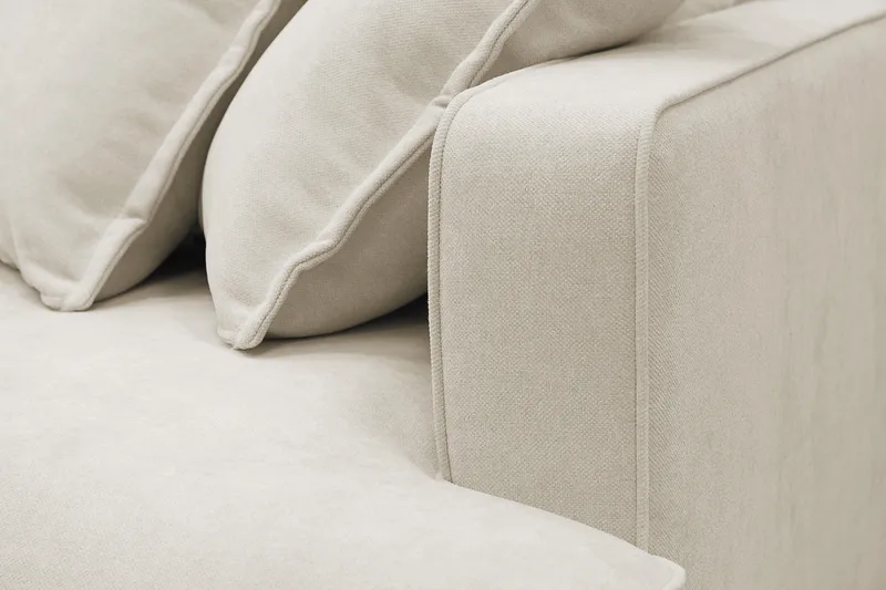Rossita Lyx 4-seters Venstrevendt L-formet Extra Dyp Sjeselongsofa i Stoff - Beige Stoff - Møbler - Sofaer - Sofa med sjeselong