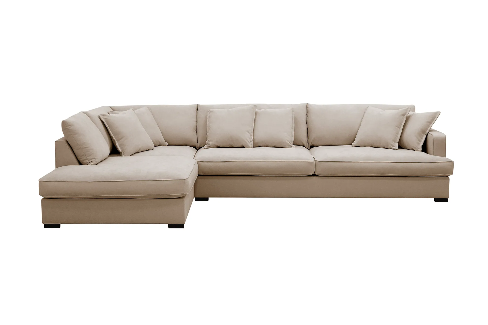 Rossita Lyx 4-seters Venstrevendt L-formet Extra Dyp Sjeselongsofa i Stoff - Beige Stoff