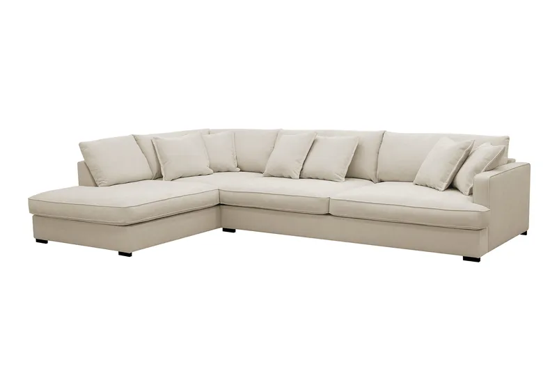 Rossita Lyx 4-seters Venstrevendt L-formet Extra Dyp Sjeselongsofa i Stoff - Beige Stoff - Møbler - Sofaer - Sofa med sjeselong