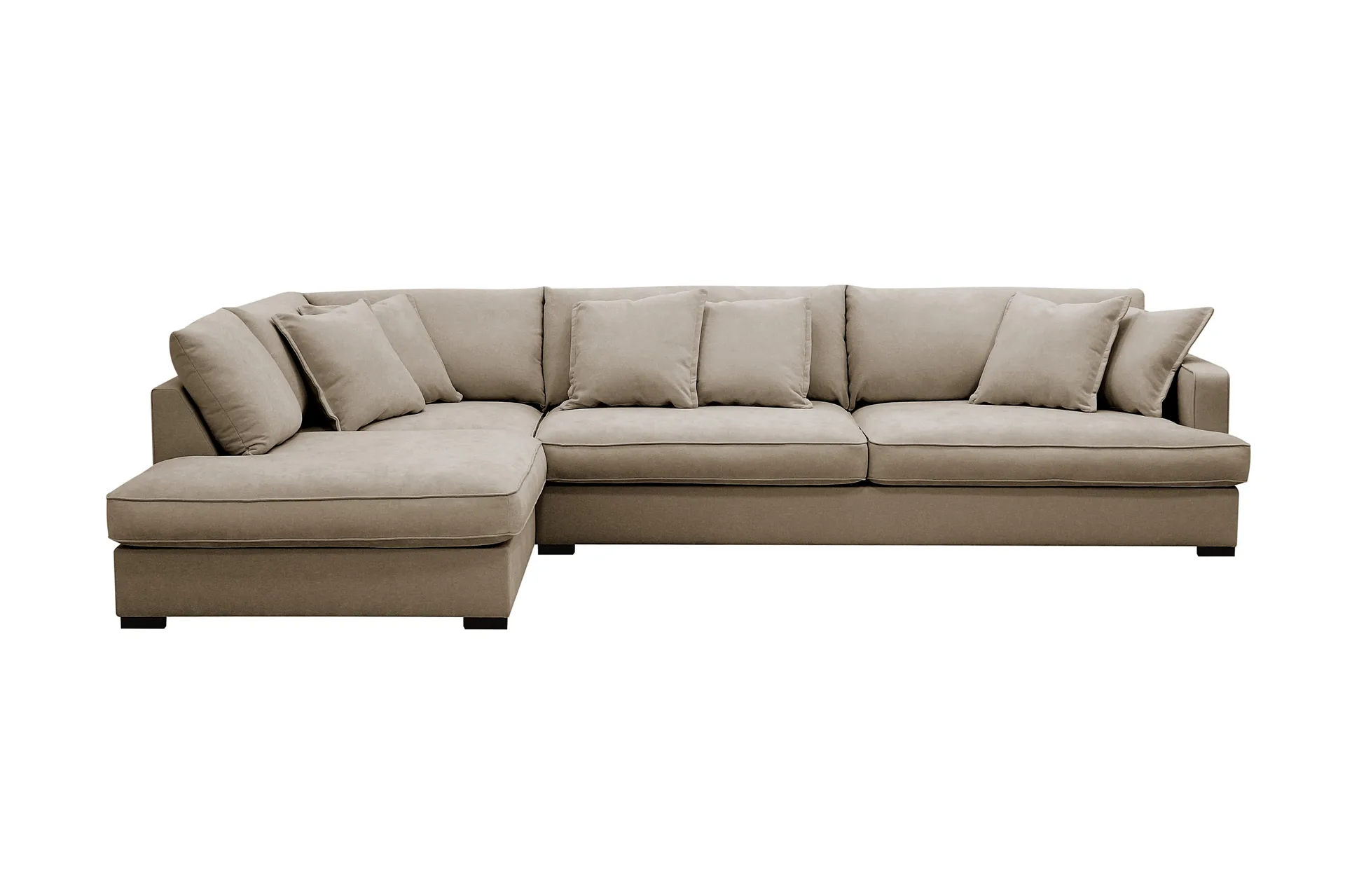 Rossita Lyx 4-seters Venstrevendt L-formet Extra Dyp Sjeselongsofa i Stoff - Brun Stoff