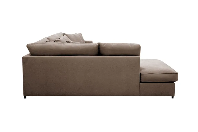 Rossita Lyx 4-seters Venstrevendt L-formet Extra Dyp Sjeselongsofa i Stoff - Brun Stoff - Møbler - Sofaer - Sofa med sjeselong