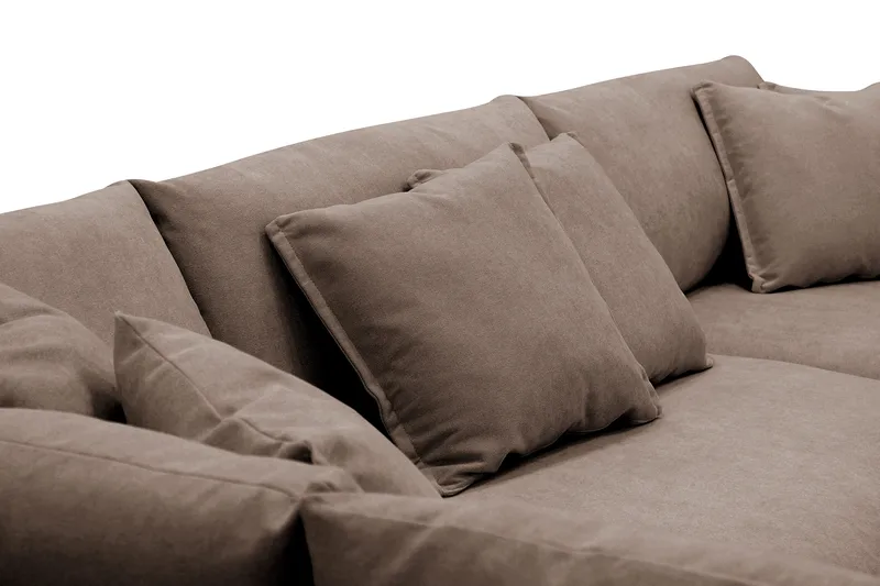 Rossita Lyx 4-seters Venstrevendt L-formet Extra Dyp Sjeselongsofa i Stoff - Brun Stoff - Møbler - Sofaer - Sofa med sjeselong