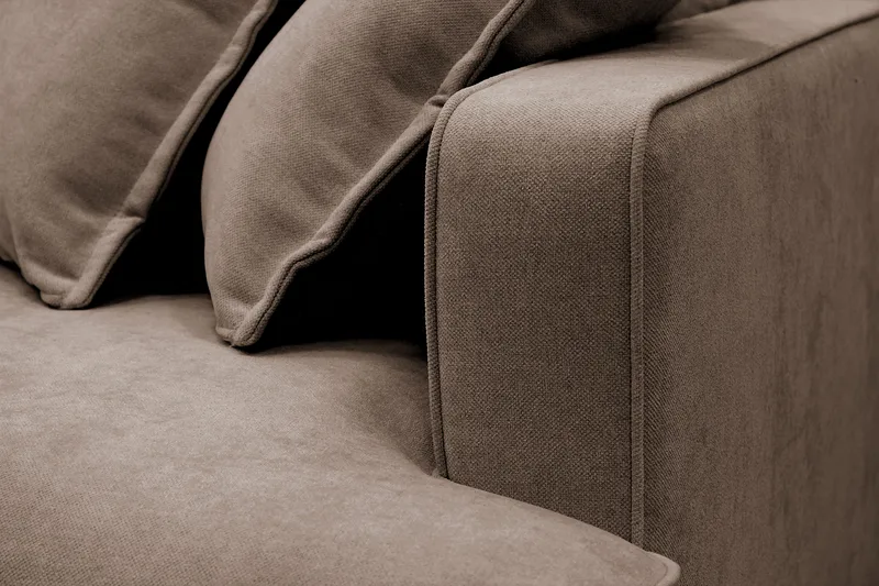 Rossita Lyx 4-seters Venstrevendt L-formet Extra Dyp Sjeselongsofa i Stoff - Brun Stoff - Møbler - Sofaer - Sofa med sjeselong
