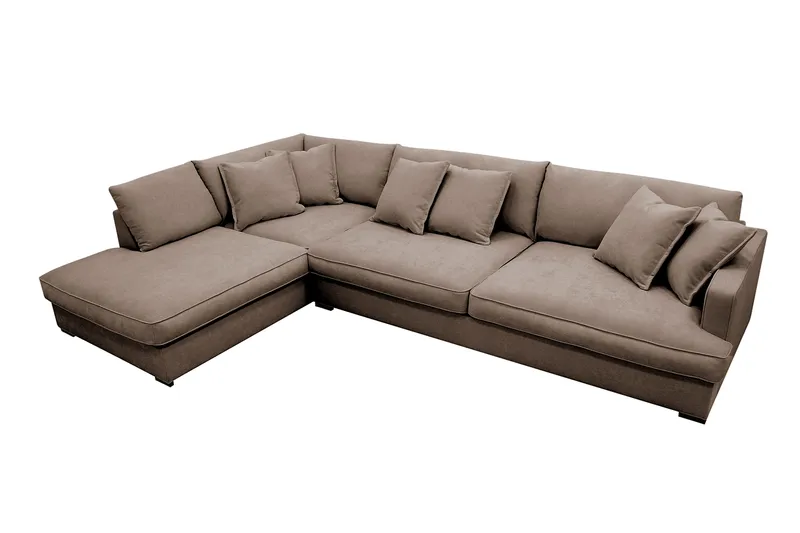 Rossita Lyx 4-seters Venstrevendt L-formet Extra Dyp Sjeselongsofa i Stoff - Brun Stoff - Møbler - Sofaer - Sofa med sjeselong