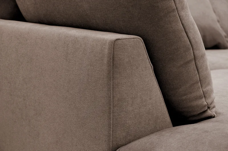 Rossita Lyx 4-seters Venstrevendt L-formet Extra Dyp Sjeselongsofa i Stoff - Brun Stoff - Møbler - Sofaer - Sofa med sjeselong