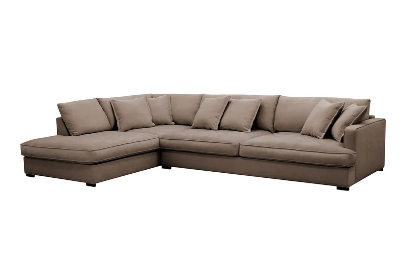 Rossita Lyx 4-seters Venstrevendt L-formet Extra Dyp Sjeselongsofa i Stoff - Brun Stoff - Møbler - Sofaer - Sofa med sjeselong