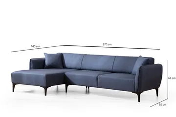 Rossland Divansofa 3-seters - Blå - Møbler - Sofaer - Sofa med sjeselong - 3 seters sofa med divan