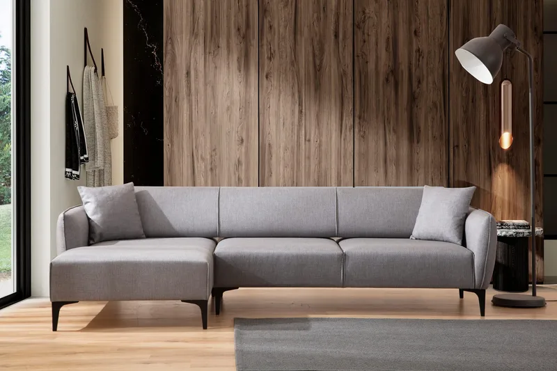 Rossland Divansofa 3-seters - Grå - Møbler - Sofaer - Sofa med sjeselong - 3 seters sofa med divan