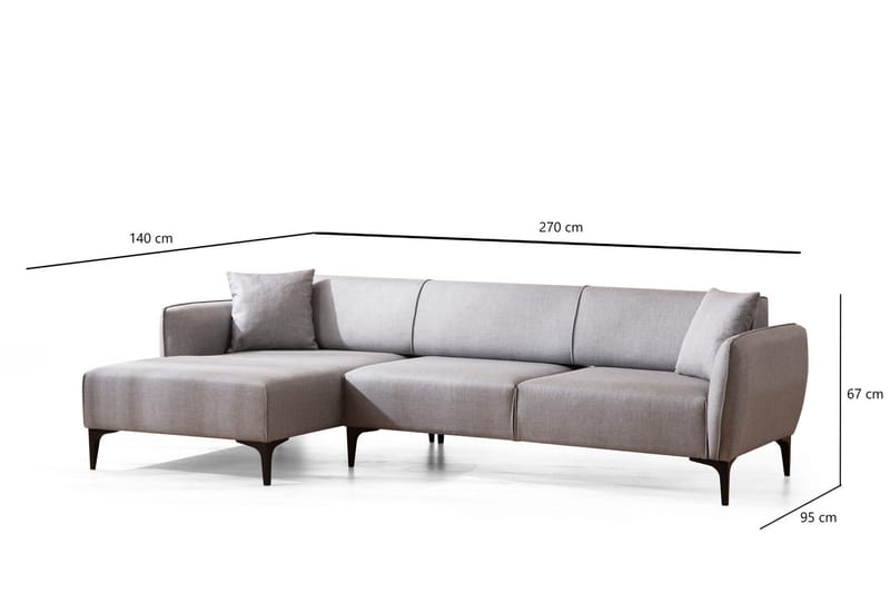 Rossland Divansofa 3-seters - Grå - Møbler - Sofaer - Sofa med sjeselong - 3 seters sofa med divan