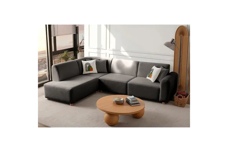 Rynvar Sofa med sjeselong 4-seter - Antrasitt - Møbler - Sofaer - Sofa med sjeselong