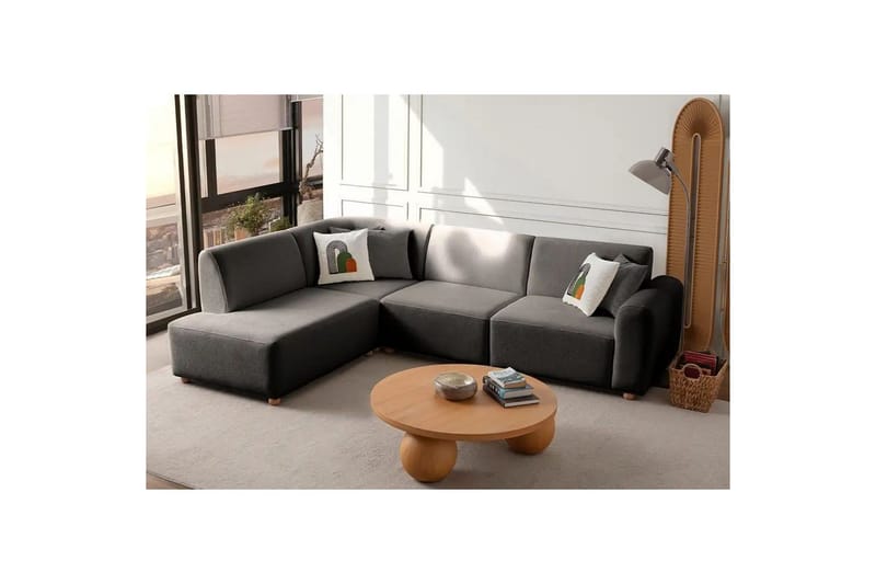 Rynvar Sofa med sjeselong 4-seter - Antrasitt - Møbler - Sofaer - Sofa med sjeselong