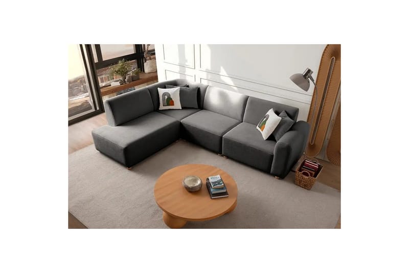 Rynvar Sofa med sjeselong 4-seter - Antrasitt - Møbler - Sofaer - Sofa med sjeselong