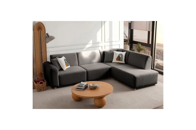 Rynvar Sofa med sjeselong 4-seter - Antrasitt - Møbler - Sofaer - Sofa med sjeselong
