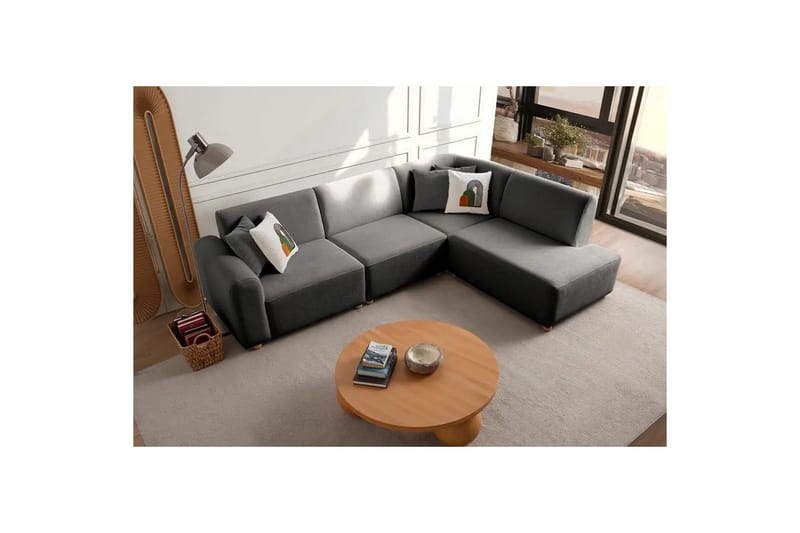 Rynvar Sofa med sjeselong 4-seter - Antrasitt - Møbler - Sofaer - Sofa med sjeselong