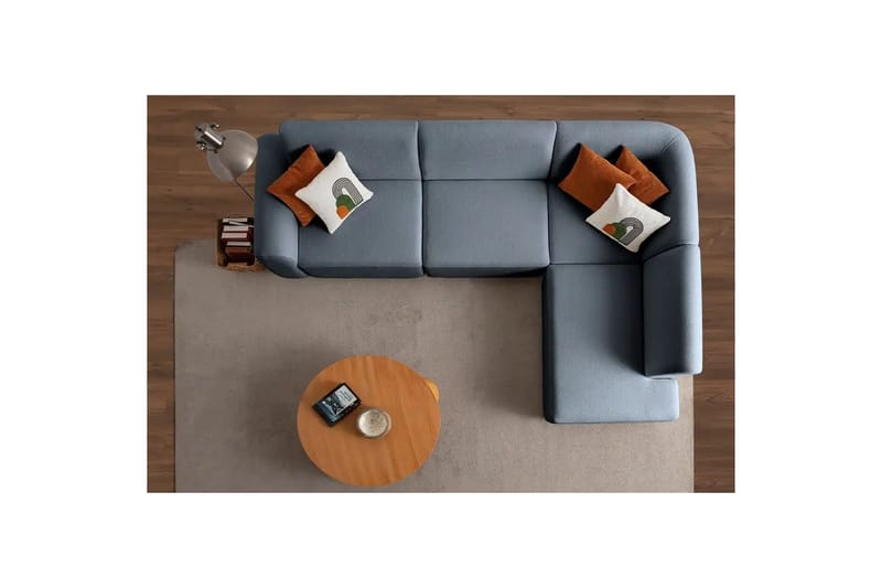 Rynvar Sofa med sjeselong 4-seter - Blå - Møbler - Sofaer - Sofa med sjeselong