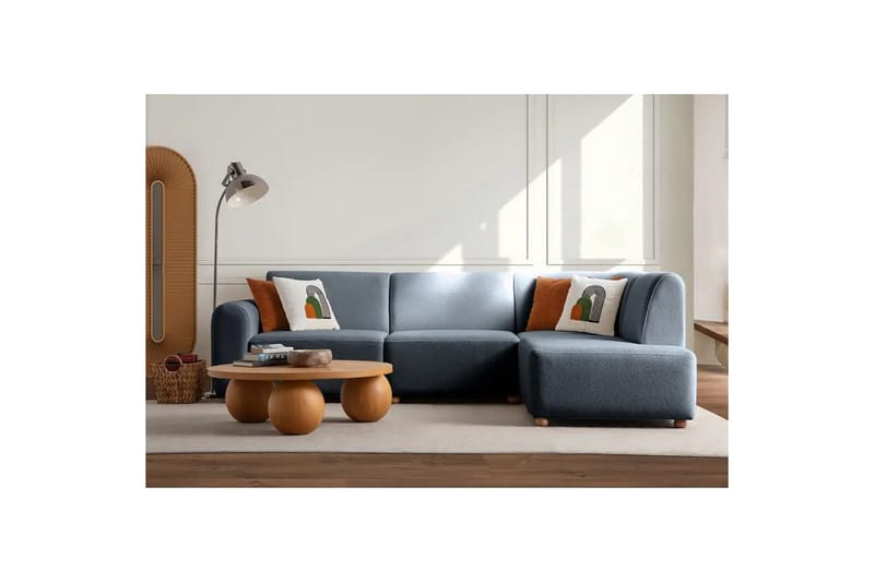 Rynvar Sofa med sjeselong 4-seter - Blå - Møbler - Sofaer - Sofa med sjeselong