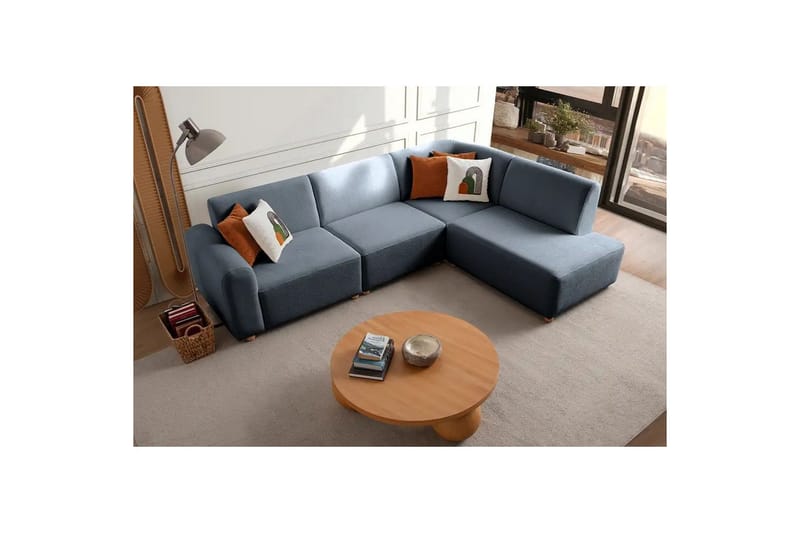 Rynvar Sofa med sjeselong 4-seter - Blå - Møbler - Sofaer - Sofa med sjeselong