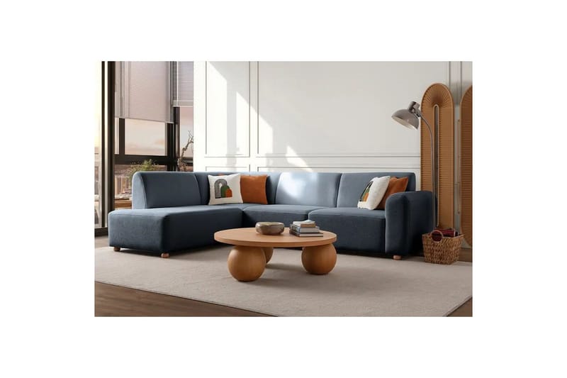 Rynvar Sofa med sjeselong 4-seter - Blå - Møbler - Sofaer - Sofa med sjeselong