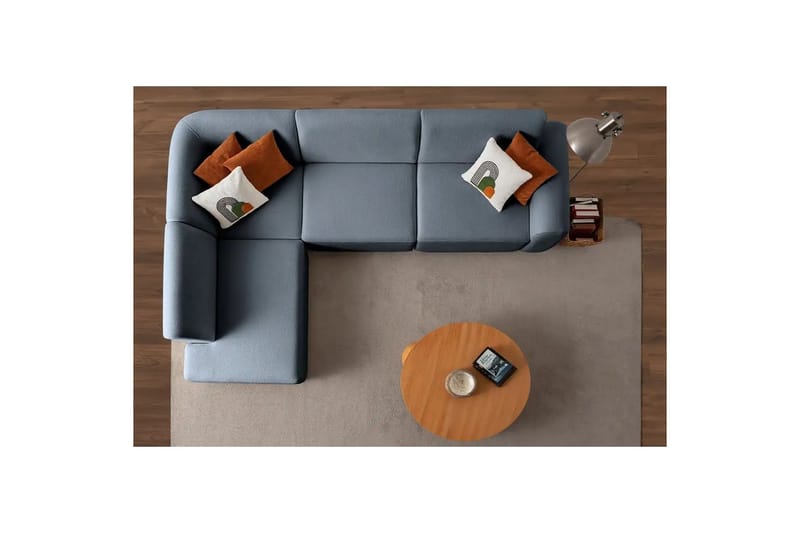 Rynvar Sofa med sjeselong 4-seter - Blå - Møbler - Sofaer - Sofa med sjeselong