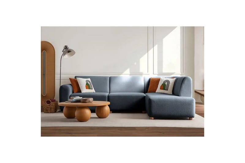 Rynvar Sofa med sjeselong 4-seter - Blå - Møbler - Sofaer - Modulsofaer - Komplett modulsofa