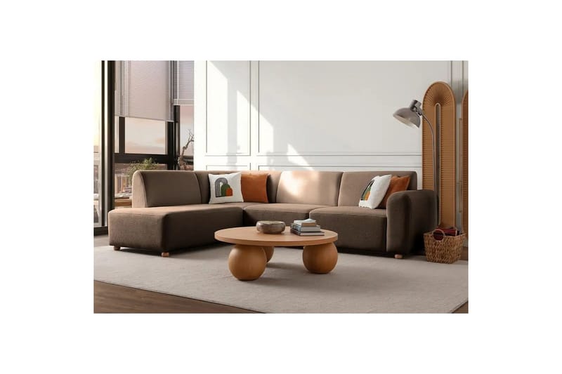 Rynvar Sofa med sjeselong 4-seter - Brun - Møbler - Sofaer - Sofa med sjeselong