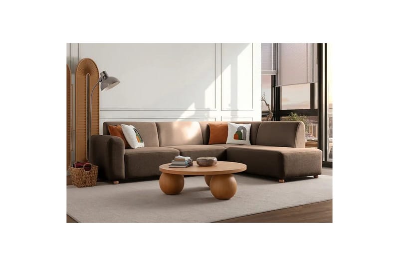 Rynvar Sofa med sjeselong 4-seter - Brun - Møbler - Sofaer - Sofa med sjeselong
