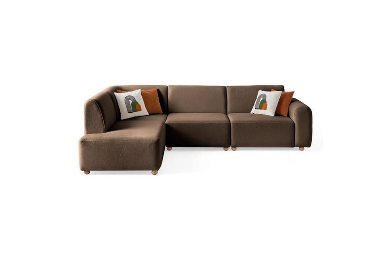 Rynvar Sofa med sjeselong 4-seter, Brun