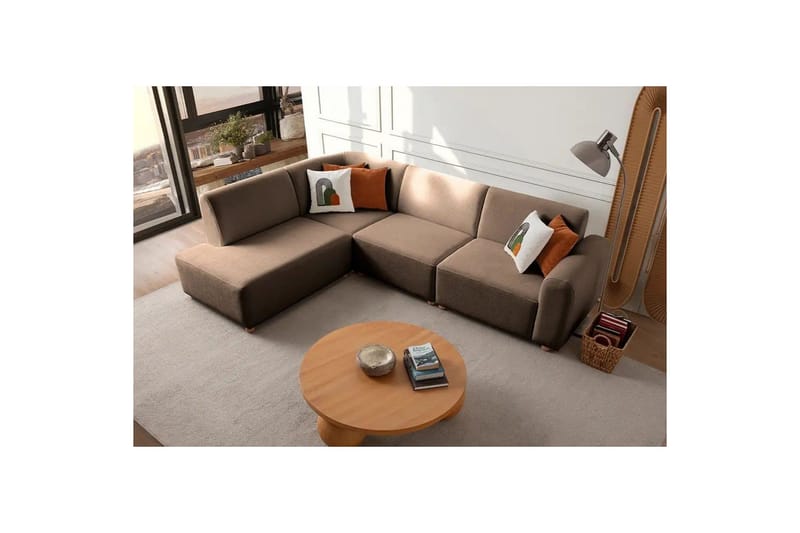 Rynvar Sofa med sjeselong 4-seter - Brun - M øbler - Sofaer - Sofa med sjeselong