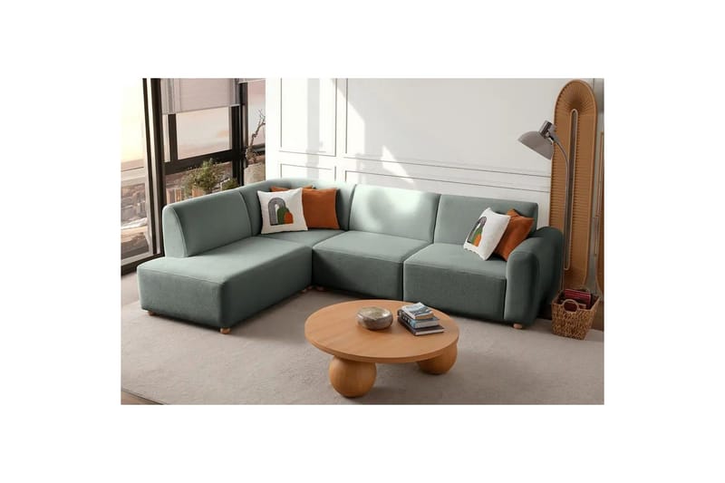 Rynvar Sofa med sjeselong 4-seter - Grønn - Møbler - Sofaer - Sofa med sjeselong